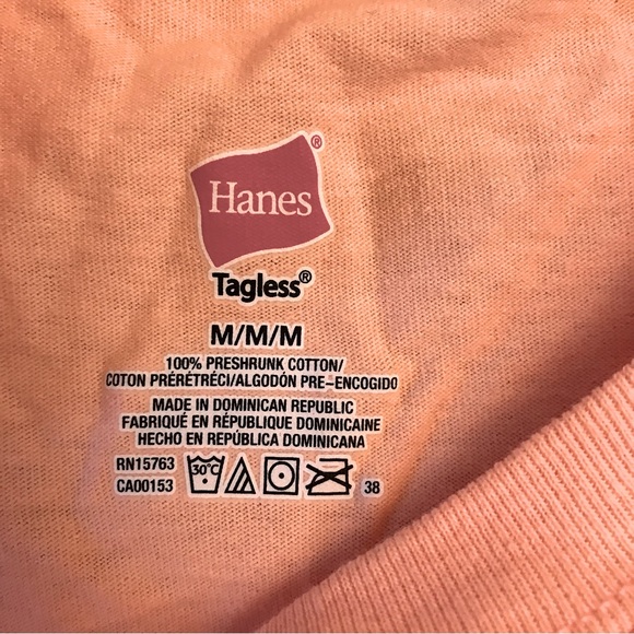 Hanes Pawz Graphic Tee Adult Size Medium Peach Turquoise Paw Print Unisex - Picture 4 of 6